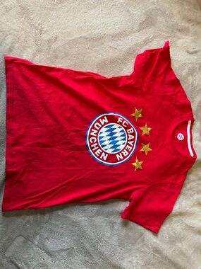 adidas FC Bayern Munich Red Short Sleeve Tee with Gold Stars
